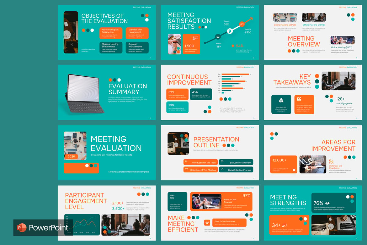 Template PowerPoint Evaluasi Pertemuan yang Profesional dan Menarik