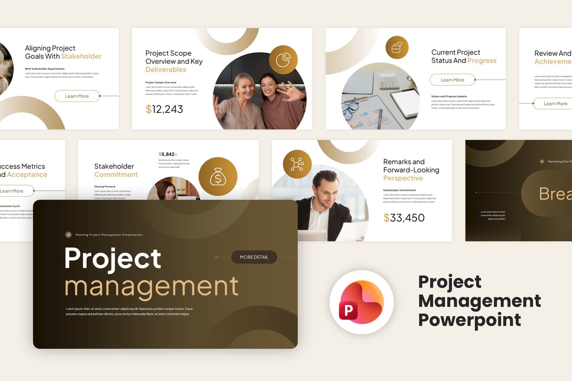 Template PowerPoint Manajemen Proyek Rapat yang Kreatif