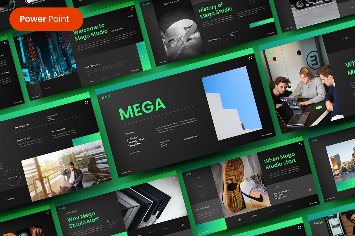Template Presentasi PowerPoint Mega – Solusi Bisnis Anda