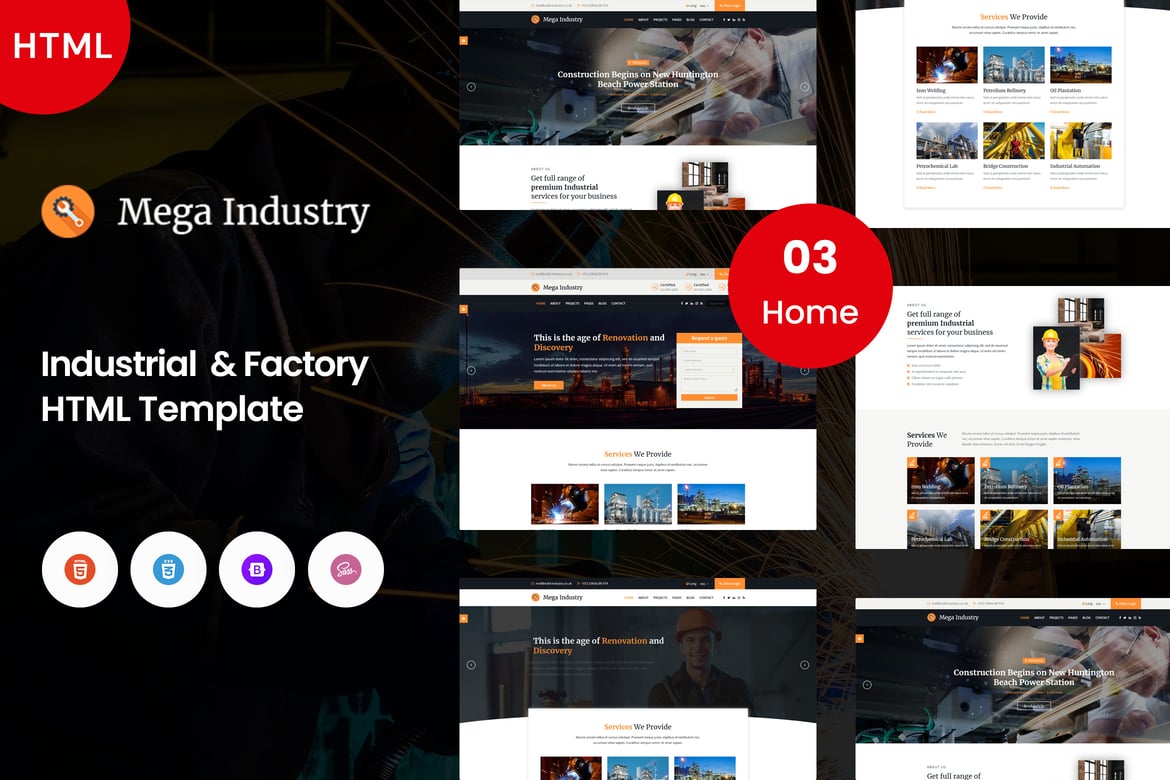 Template Website Mega Industry - Solusi Terbaik untuk Industri & Pabrik Anda