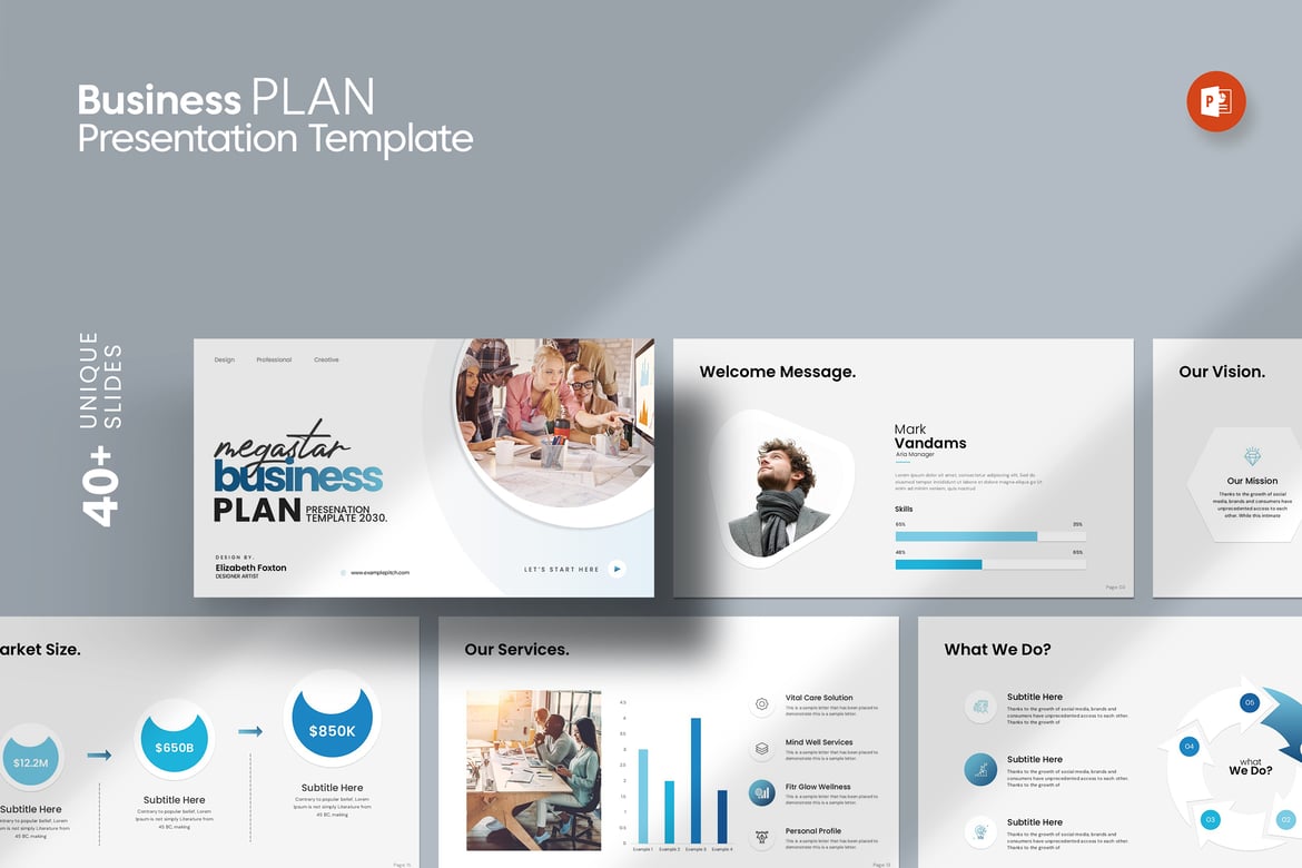 Template PowerPoint Rencana Bisnis Megastar yang Menarik