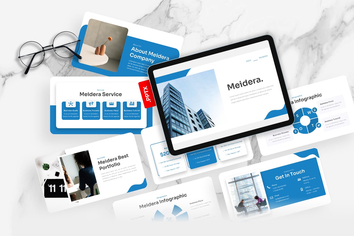 Template PowerPoint Bisnis Meidera - Solusi Presentasi Modern