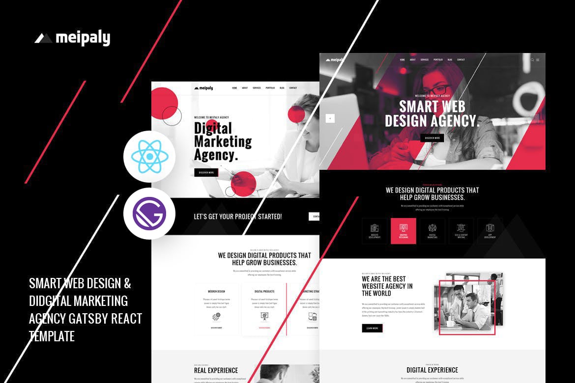 Meipaly - Template Website Gatsby React untuk Layanan Digital Profesional