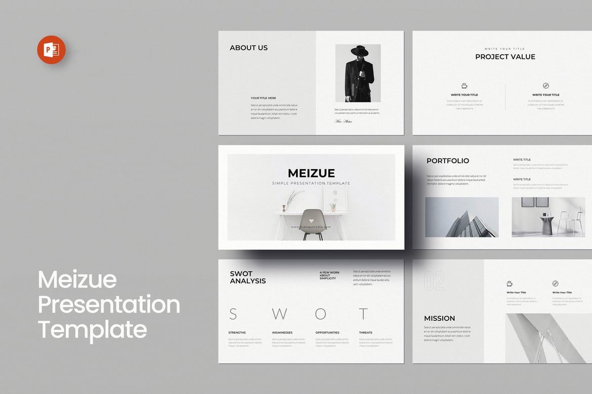 Template PowerPoint Meizue Sederhana yang Profesional dan Menarik