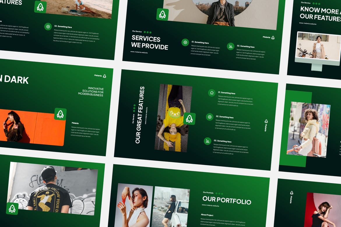 Template Presentasi PowerPoint Modern dengan Tema Gelap