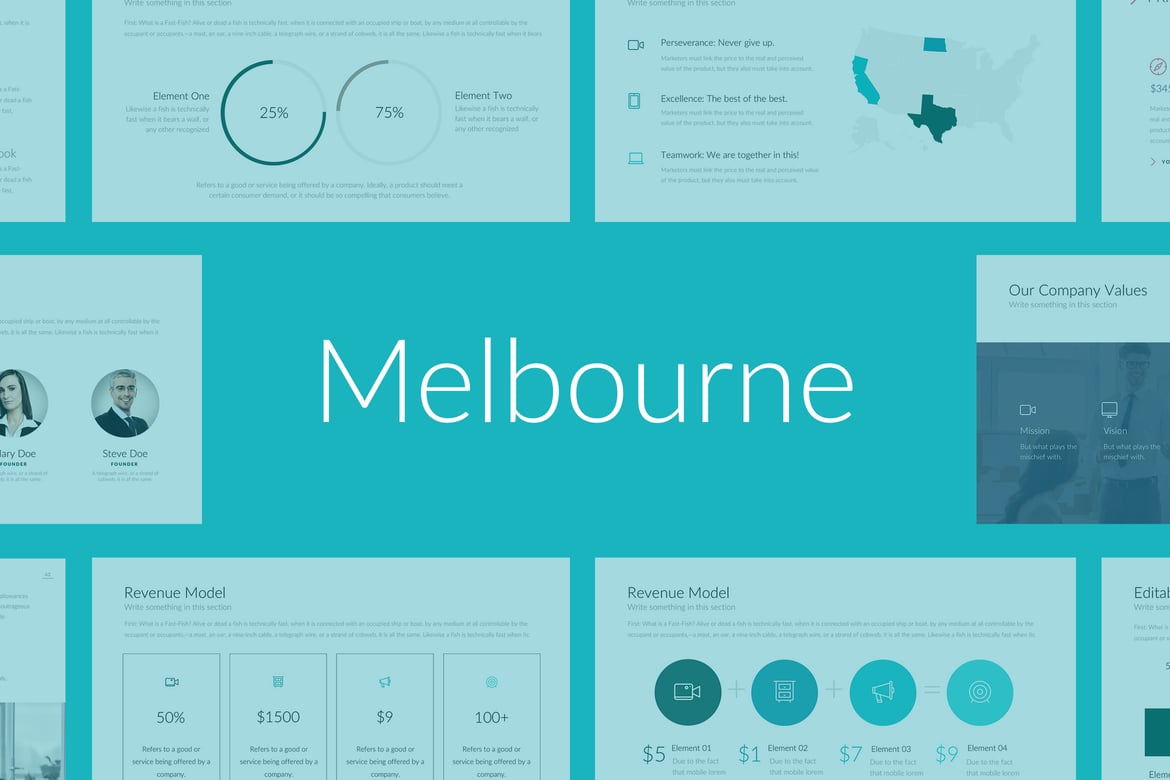 Template PowerPoint Profesional Melbourne untuk Presentasi Menarik