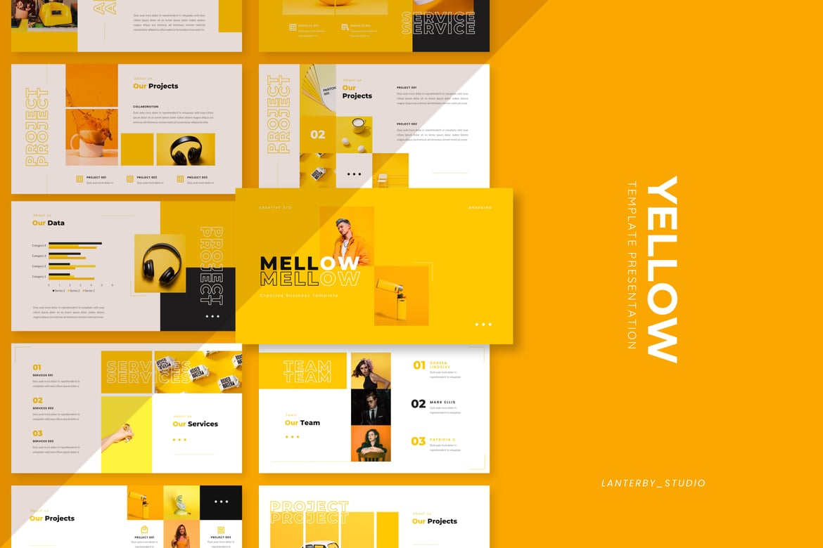 Template PowerPoint Bisnis Kreatif Mellow yang Menarik