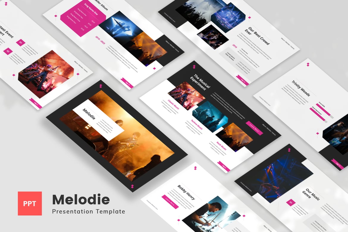 Melodie — Template PowerPoint untuk Band Musik yang Menarik