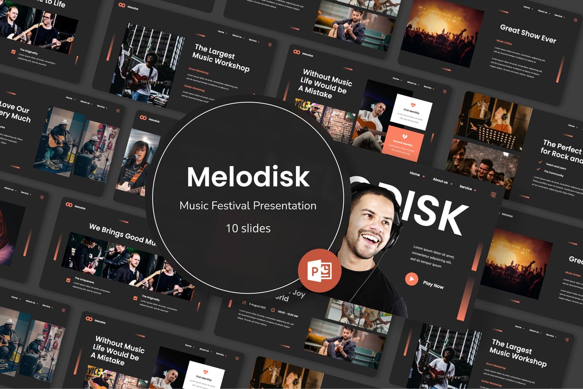 Template PowerPoint Festival Musik Melodisk yang Menawan