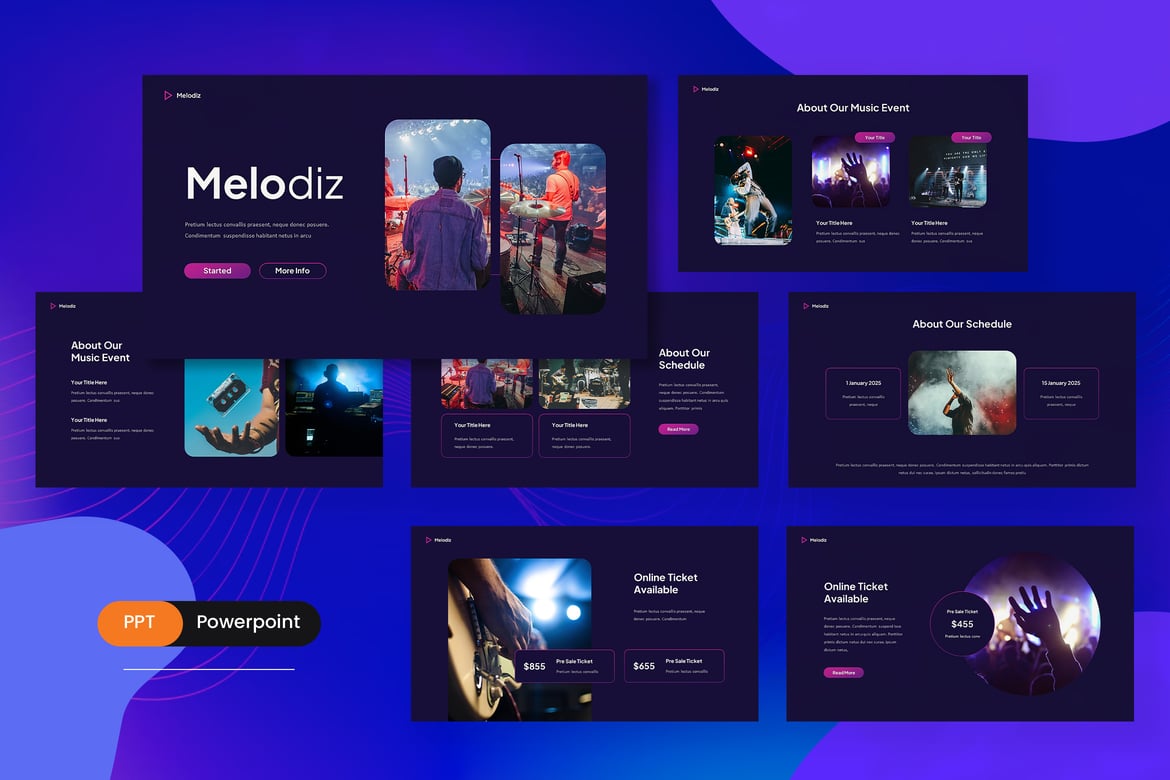 Melodiz - Template PowerPoint Acara Musik yang Menarik