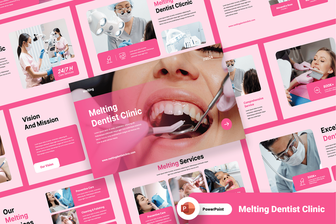 Template Presentasi PowerPoint Klinik Gigi Melting yang Menarik