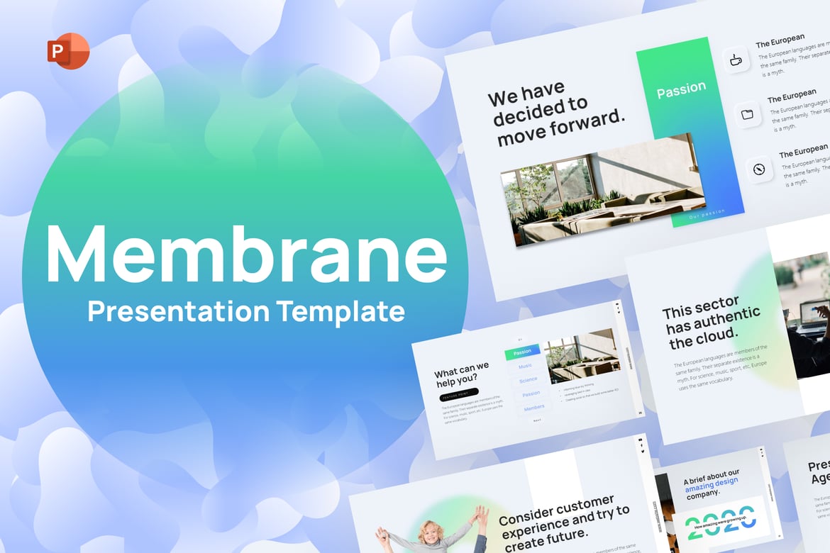 Template PowerPoint Kreatif Membrane yang Modern dan Elegan