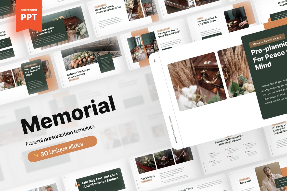 Template Presentasi PowerPoint Memorable untuk Upacara Pemakaman