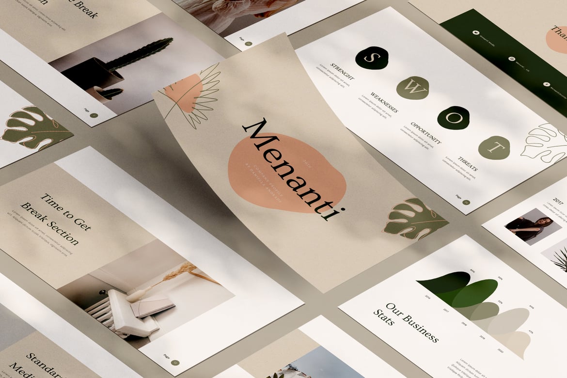 Template Presentasi PowerPoint Menanti yang Minimalis dan Elegan
