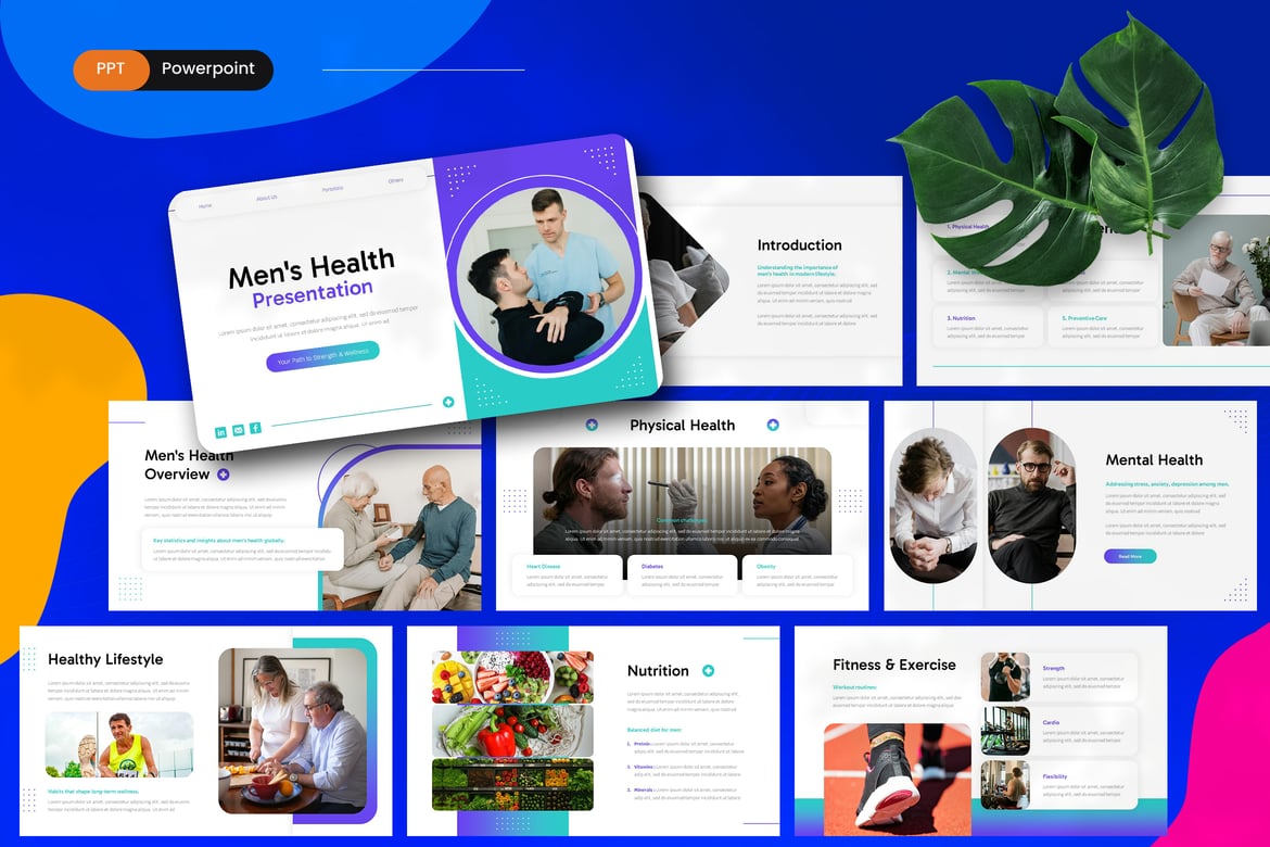 Template PowerPoint Kesehatan Pria yang Menarik