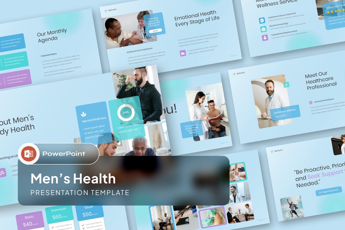Template Presentasi Kesehatan Pria yang Menarik untuk PowerPoint