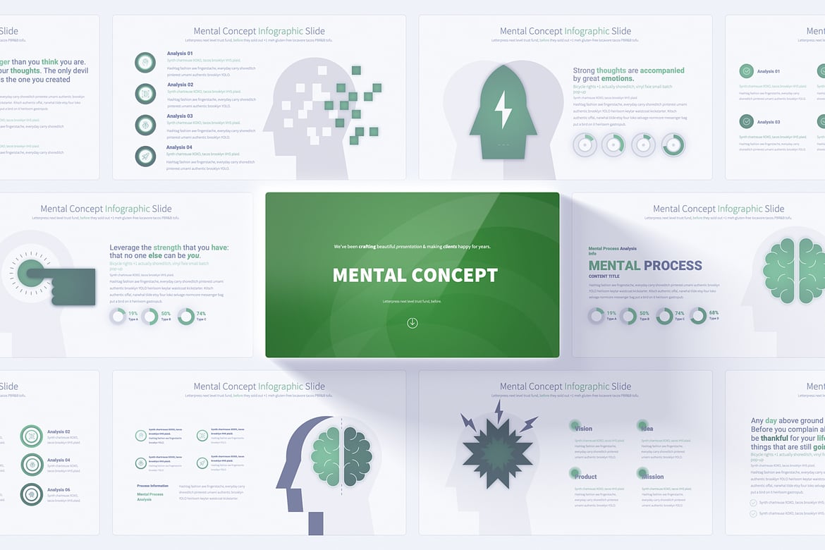 Template PowerPoint Infografis Konsep Mental yang Menarik