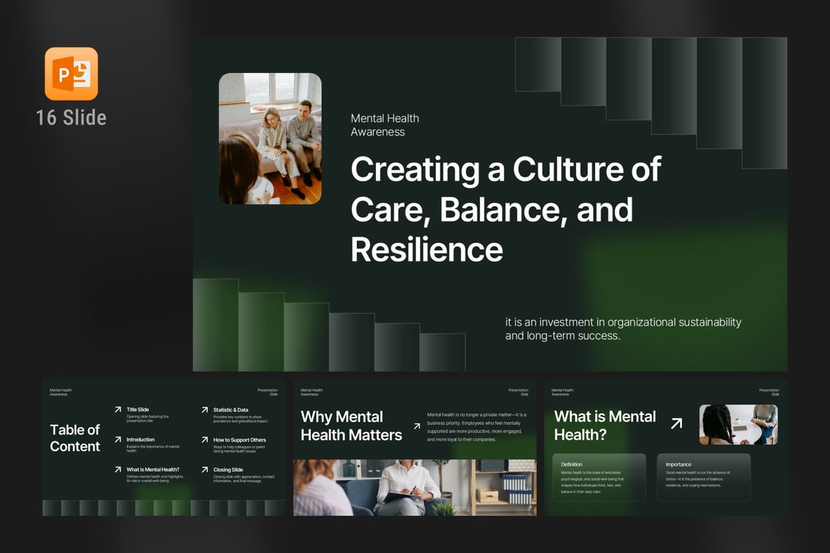 Template PowerPoint Kesadaran Kesehatan Mental yang Menarik