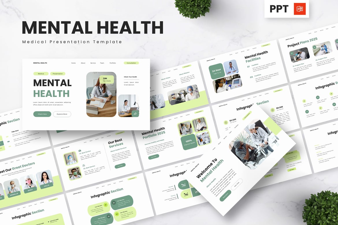 Template PowerPoint Kesehatan Mental yang Menarik dan Profesional