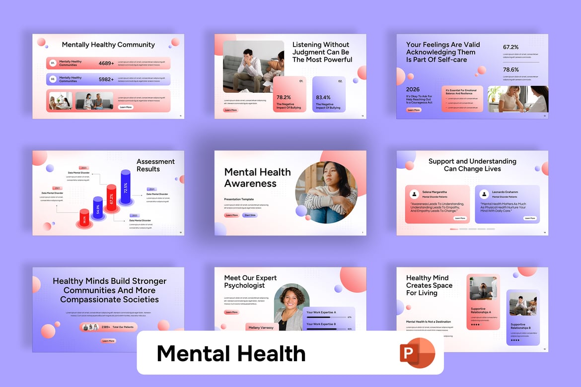 Template Presentasi PowerPoint Kesehatan Mental yang Menarik
