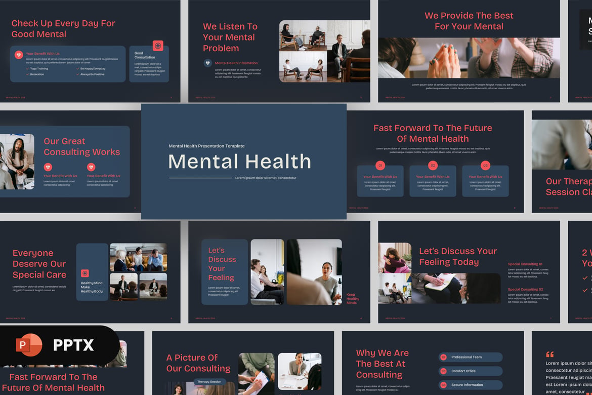 Template PowerPoint Kesehatan Mental yang Modern dan Menarik