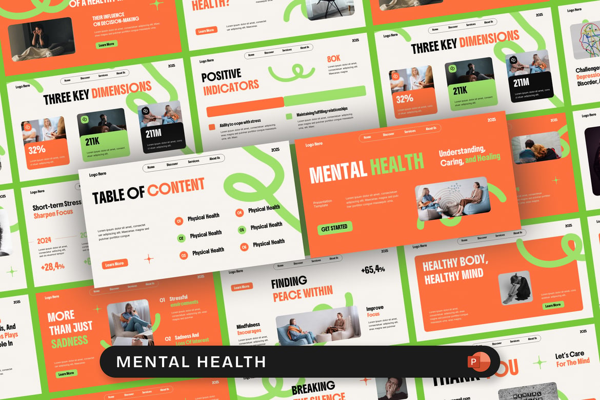 Template PowerPoint Kesehatan Mental yang Menarik dan Profesional