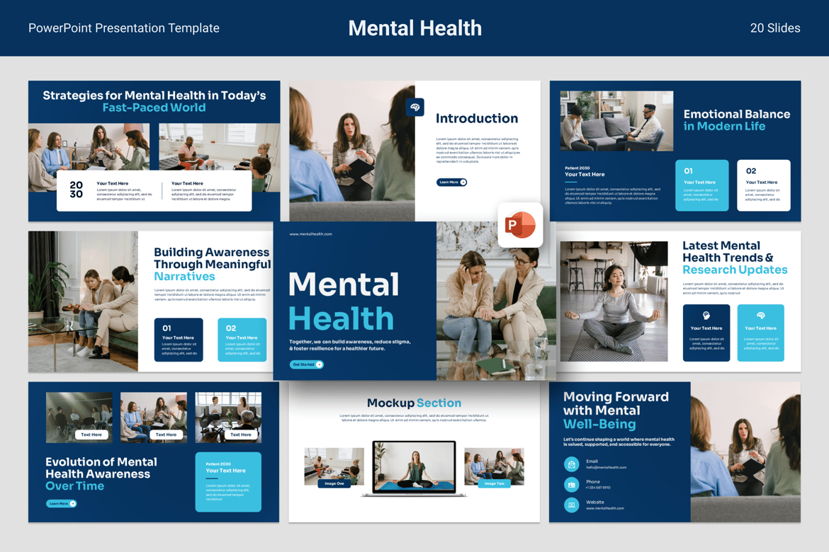 Template Presentasi Kesehatan Mental yang Profesional dan Menarik