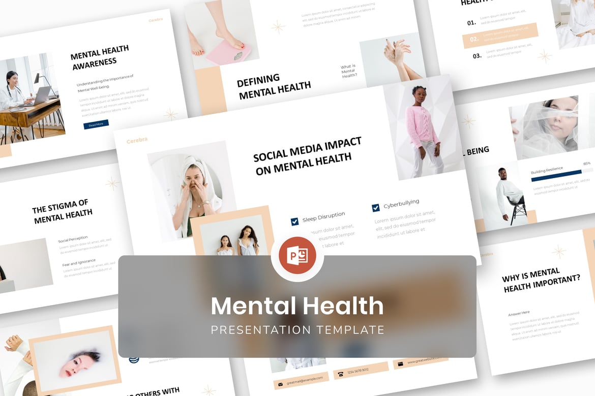 Template Presentasi PowerPoint Kesehatan Mental yang Menarik