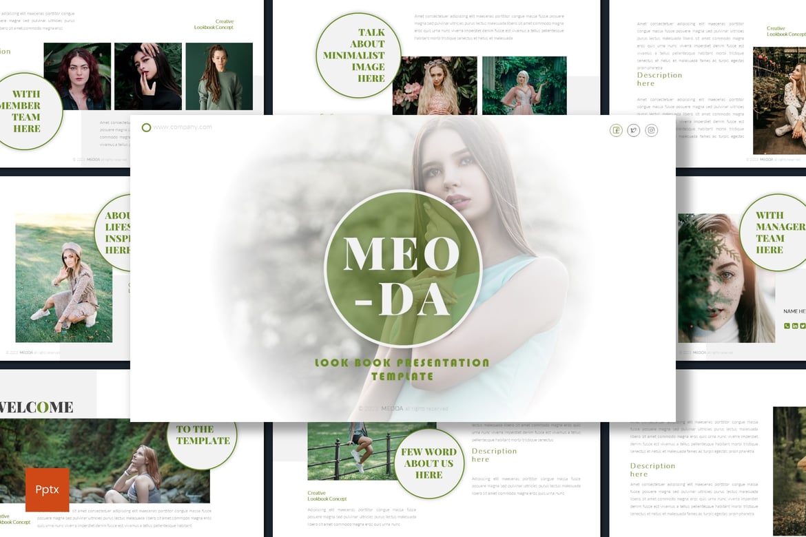 Template Presentasi PowerPoint Meoda - Desain Minimalis dan Kreatif
