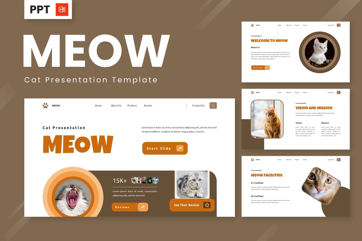 Template Powerpoint Kucing - Meow yang Menggemaskan
