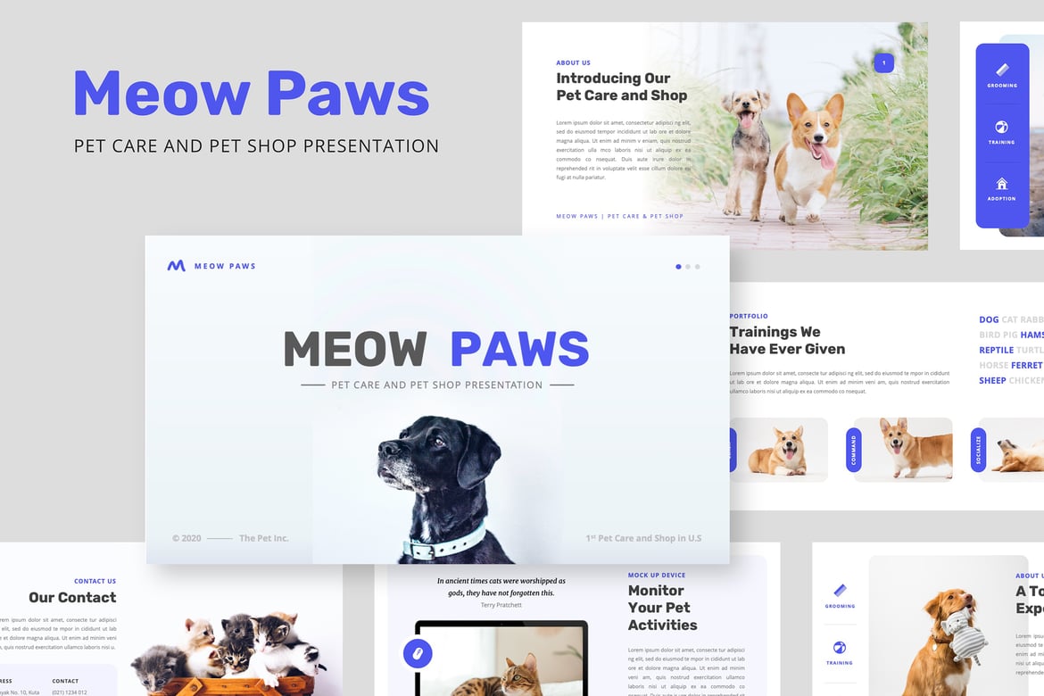Template Presentasi Meow Paws - Solusi Kreatif untuk Bisnis Pet Care dan Toko Hewan Peliharaan