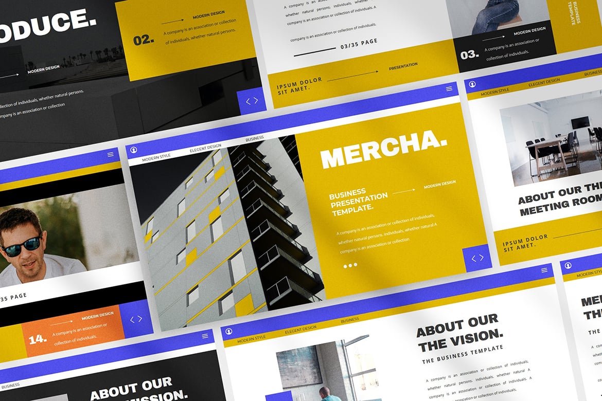Template Presentasi PowerPoint Mercha yang Modern dan Elegan