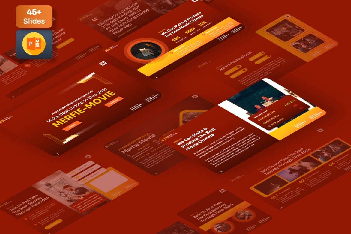 Template Presentasi Powerpoint Merfie - Studio Film yang Menarik
