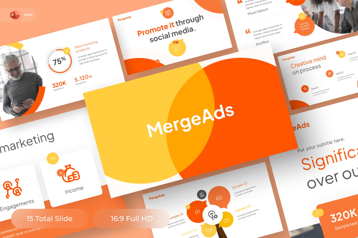 Template PowerPoint Bisnis MergeAds yang Menarik dan Profesional