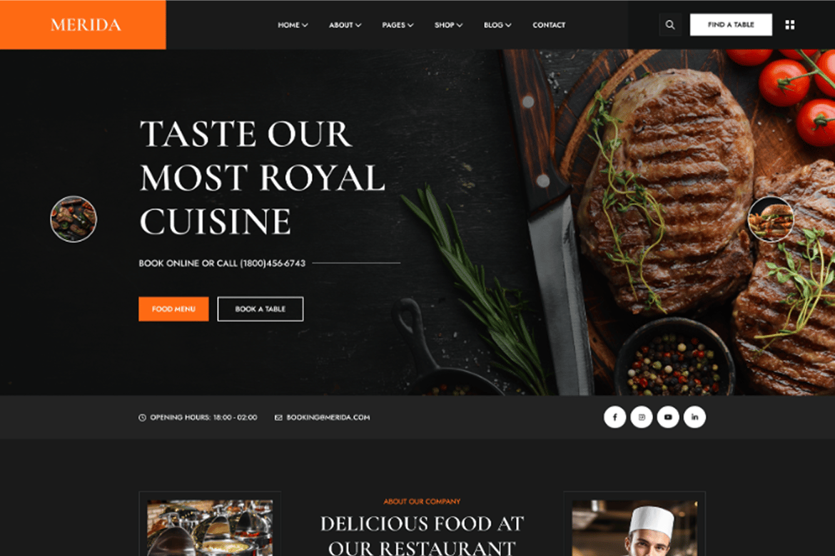 Merida - Tema WordPress Modern untuk Restoran dan Kuliner