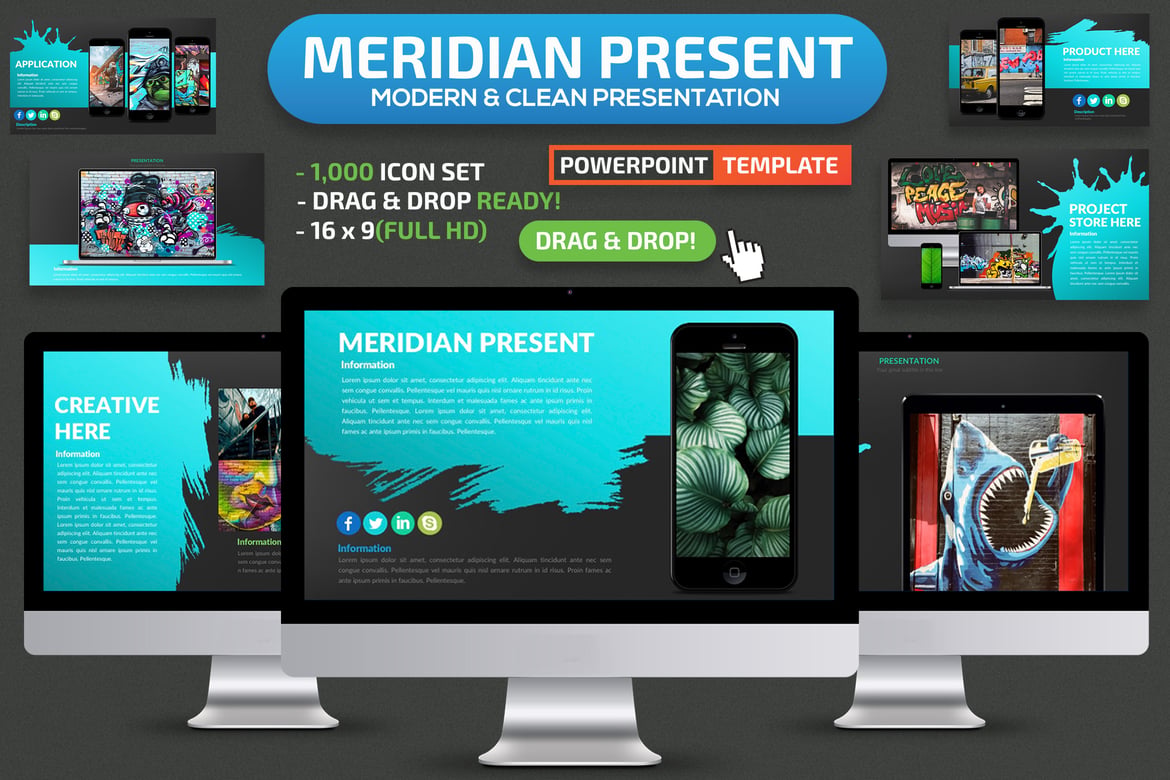 Template Presentasi PowerPoint Meridian yang Memukau