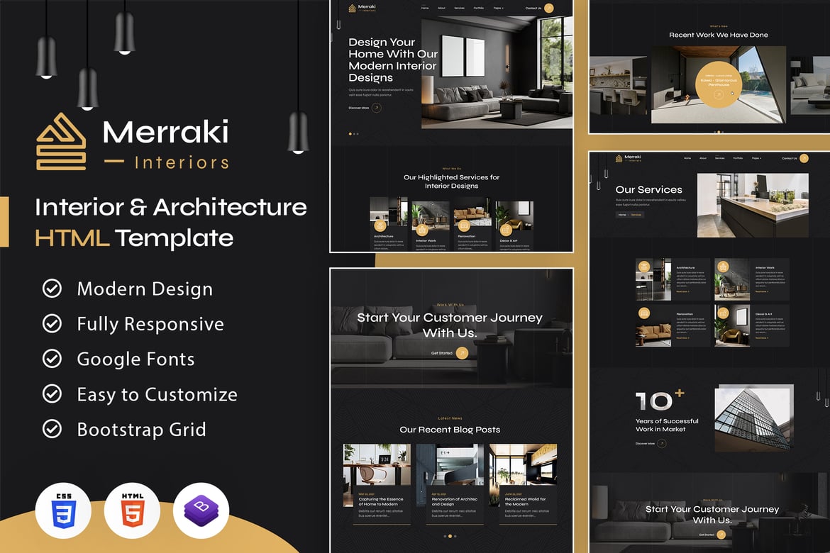 Template Website Merraki | Desain Interior & Arsitektur Modern