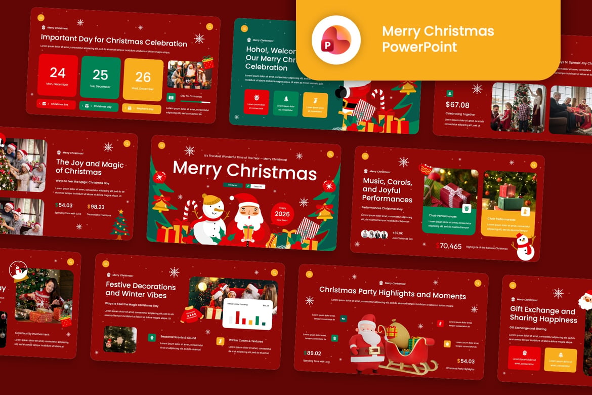 Template Presentasi PowerPoint Natal yang Kreatif