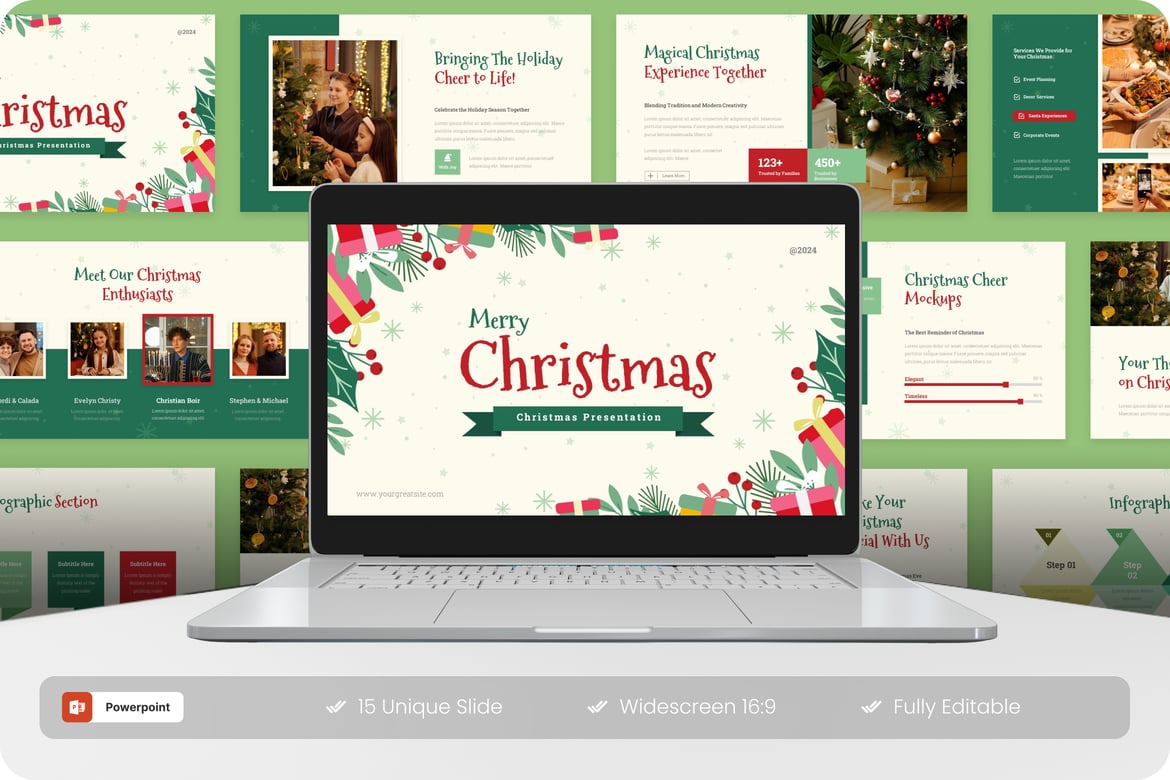 Template Presentasi PowerPoint Natal yang Ceria