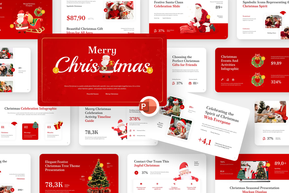 Template Presentasi PowerPoint Natal yang Ceria