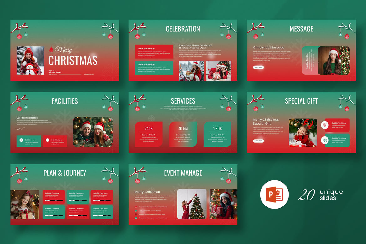 Template Presentasi PowerPoint Natal yang Ceria