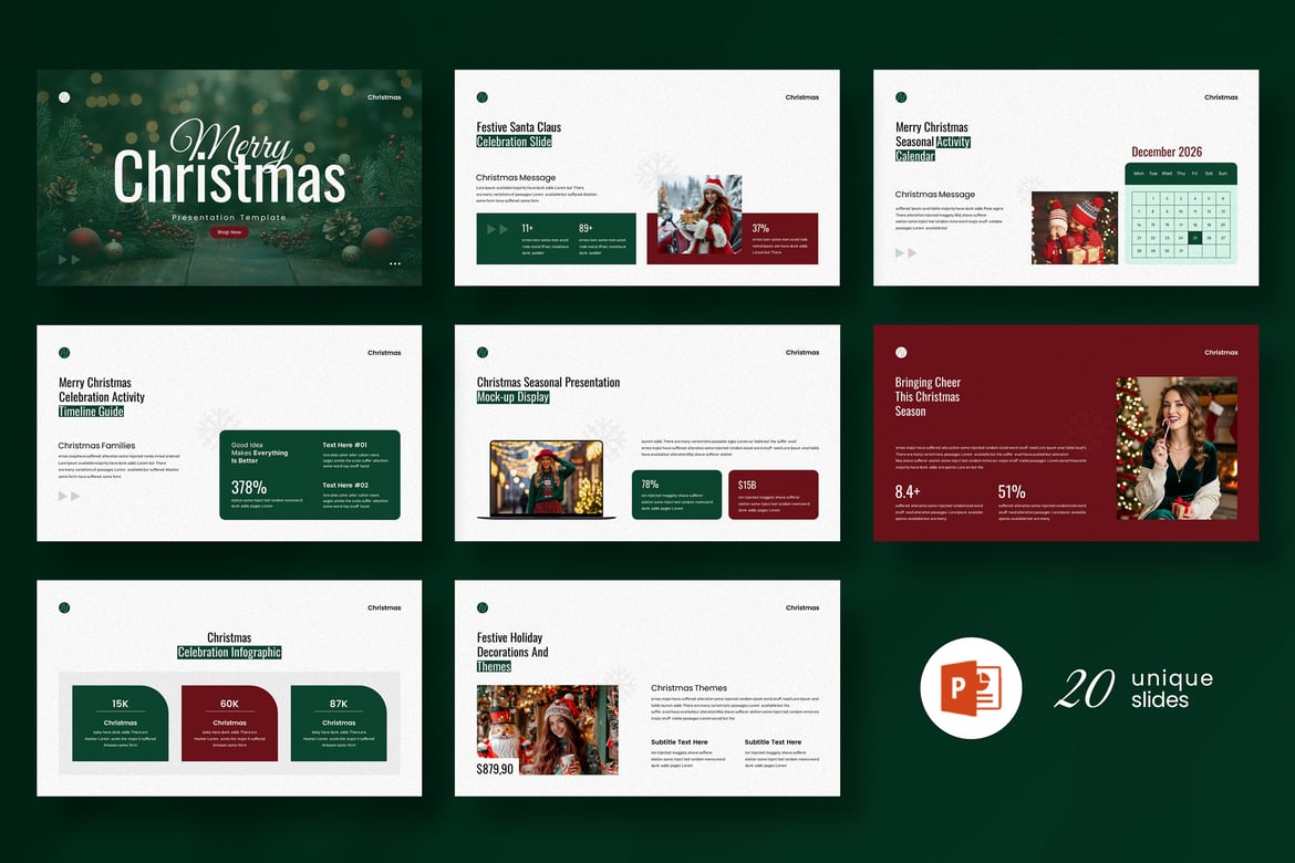Template Presentasi PowerPoint Natal yang Ceria