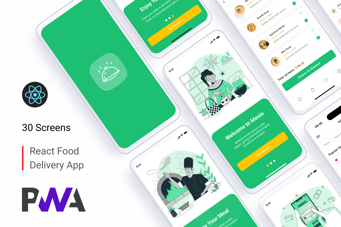 Mesio - Aplikasi Pengiriman Makanan Modern Berbasis React | PWA Terbaik