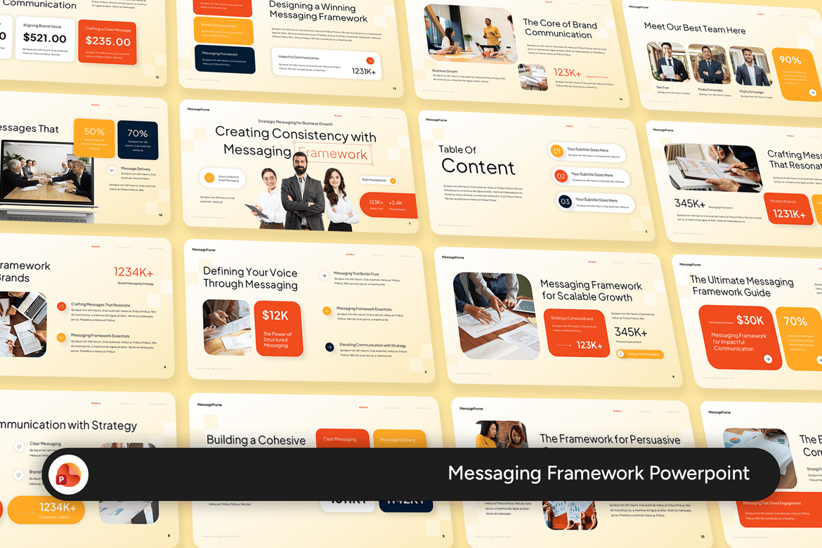 Template Presentasi PowerPoint Kerangka Pesan yang Fleksibel dan Profesional