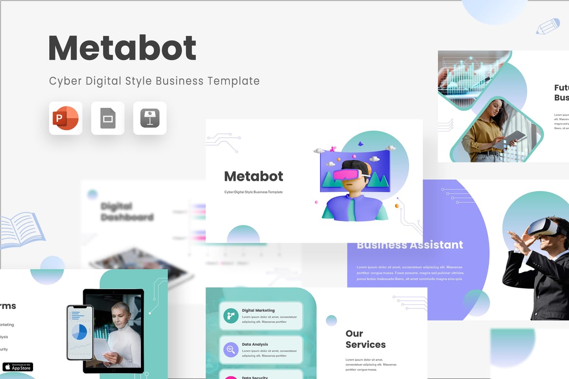 Metabot - Template Powerpoint Cyber yang Kreatif dan Elegan