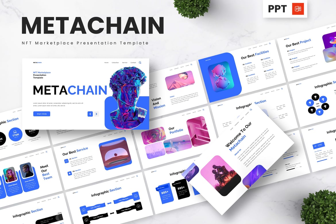 Template Powerpoint Metachain - Pasar NFT yang Menarik