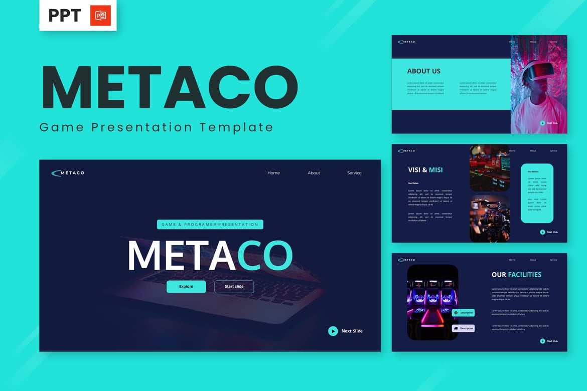 Metaco - Template Powerpoint Game Modern dan Futuristik