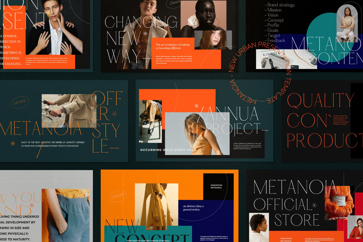 Template Powerpoint Metanoia - Lookbook Fashion yang Stylish dan Minimalis