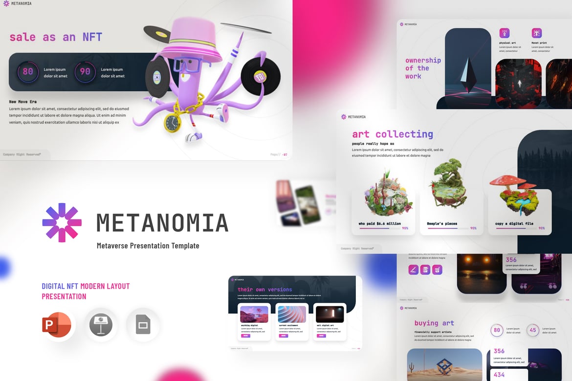 Template Presentasi PowerPoint Metanomia NFT untuk Metaverse