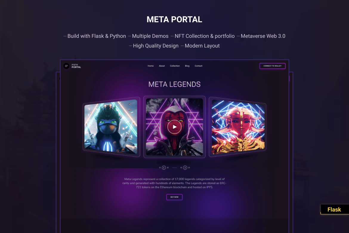 MetaPortal - Template Web Portfolio NFT dan Halaman Landing yang Menarik